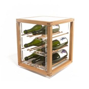 Portabottiglie vino design in legno Zia Babele 1 2