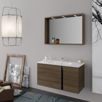 SP6, Specchio a LED Rettangolare, Specchio Bagno con profili luce, Specchio da parete con illuminazione LED, Dimensioni 100x65cm