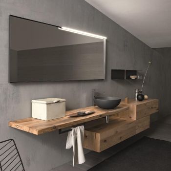 Specchio bagno retroilluminato con mensola Tray