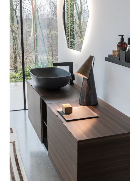 Mobili bagno in legno impiallacciato Qubo 1 di Loetrà