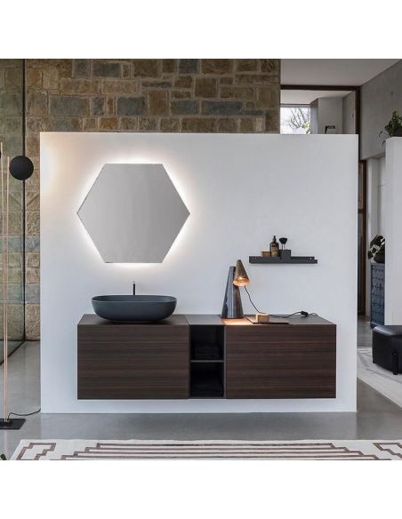 Mobili bagno in legno impiallacciato Qubo 1 di Loetrà