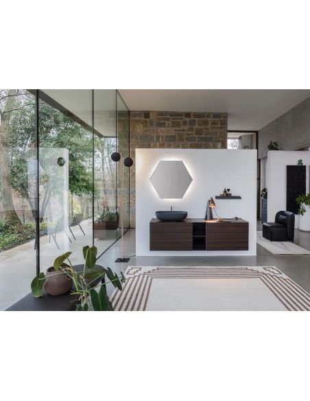 Mobili bagno in legno impiallacciato Qubo 1 di Loetrà