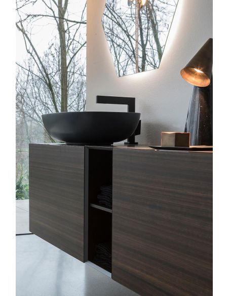 Mobili bagno in legno impiallacciato Qubo 1 di Loetrà