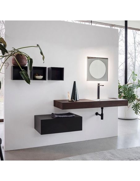 Mobili bagno in legno impiallacciato Qubo 2 di Loetrà