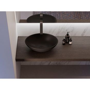 Mobili bagno in rovere tabacco / antracite Qubo 3 di Loetrà 2