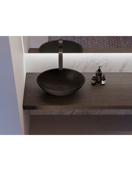 Mobili bagno in rovere tabacco / antracite Qubo 3 di Loetrà