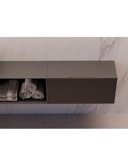 Mobili bagno in rovere tabacco / antracite Qubo 3 di Loetrà