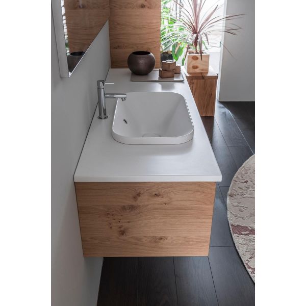 Mobile Bagno Colonna Salvaspazio 4 Cassetti Bianco e Grigio Legno Naturale