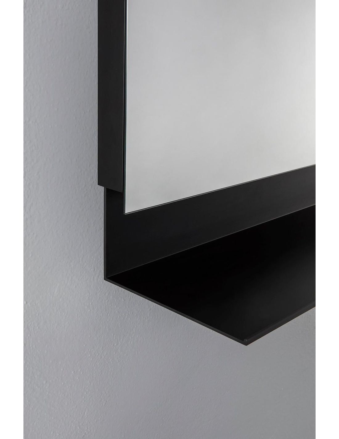 Specchio bagno 50x74 cm in metallo nero con mensola - Azele