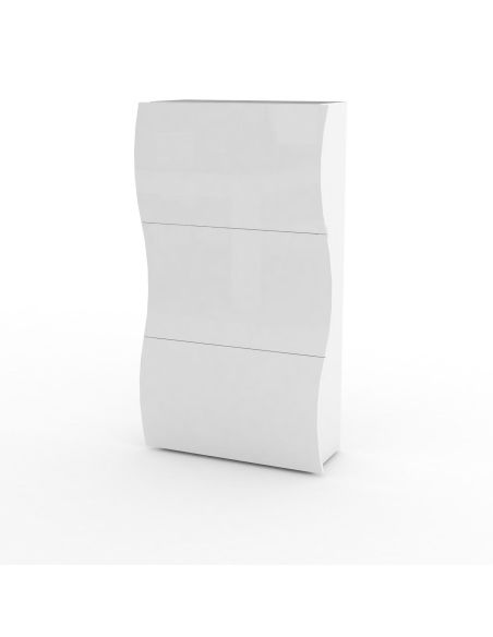 Scarpiera salvaspazio per ingresso in MDF bianco lucido Surf 3