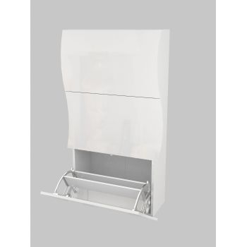 Scarpiera salvaspazio per ingresso in MDF bianco lucido Surf 3 2