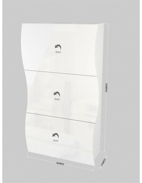 Scarpiera salvaspazio per ingresso in MDF bianco lucido Surf 3