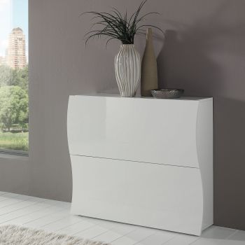 Scarpiera Eugene, Armadio portascarpe alta a 1 anta, Mobile portascarpe  moderno, Armadio da ingresso con specchio, 50x22h180 cm, Rovere