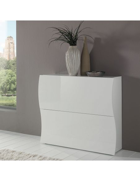 Scarpiera moderna in MDF bianco lucido Surf 2