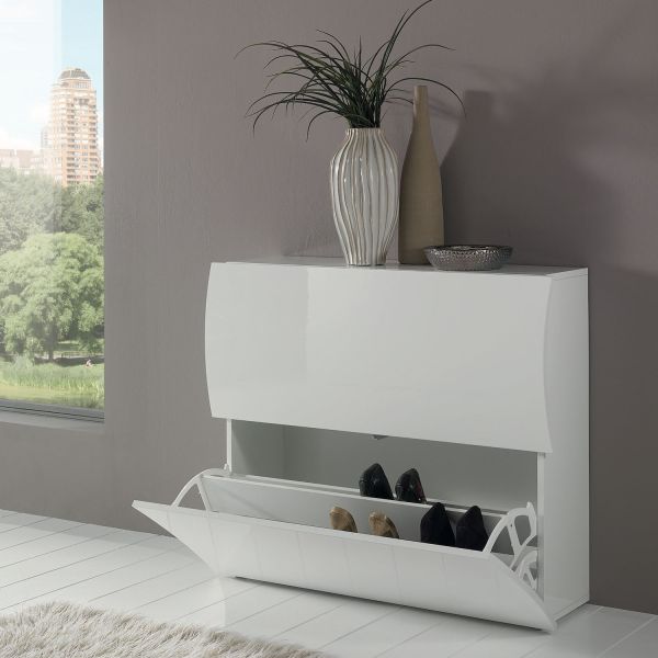 Scarpiera moderna in MDF bianco lucido Surf 2