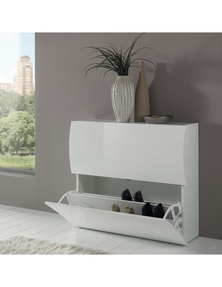 Scarpiera moderna in MDF bianco lucido Surf 2