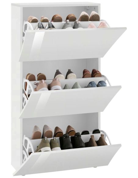 Scarpiera salvaspazio laccata bianco lucido Joker Scarpiera salvaspazio laccata bianco lucido Joker