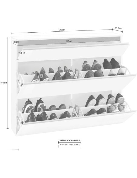 Mobile scarpiera moderno per ingresso Neville 2 White