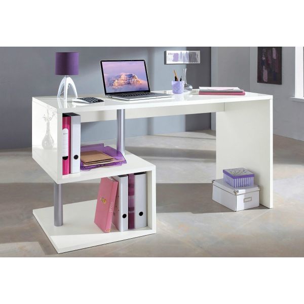 Scrivania porta PC con libreria integrata Lionel White