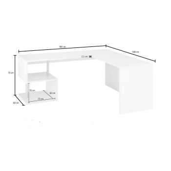Scrivania angolare con libreria integrata Lionel White 2