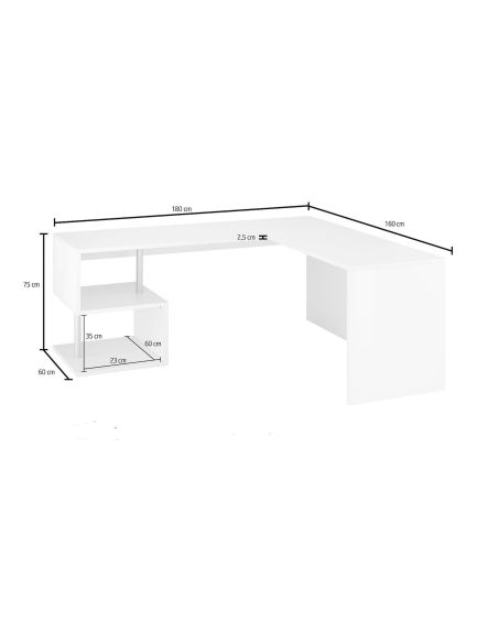 Scrivania angolare con libreria integrata Lionel White