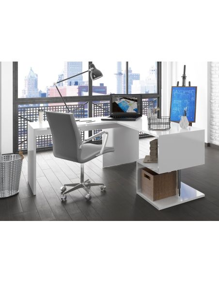 Scrivania angolare con libreria integrata Lionel White