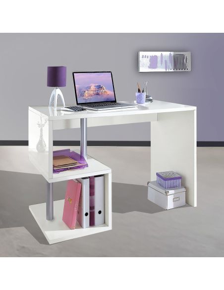 Scrivania porta PC con libreria Lionel White Scrivania porta PC con libreria Lionel White