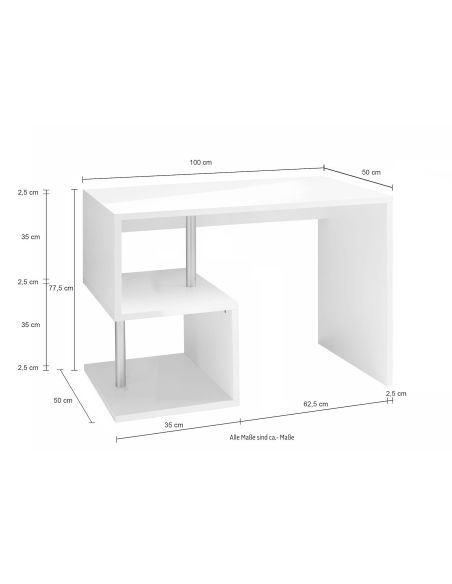 Scrivania porta PC con libreria Lionel White Scrivania porta PC con libreria Lionel White