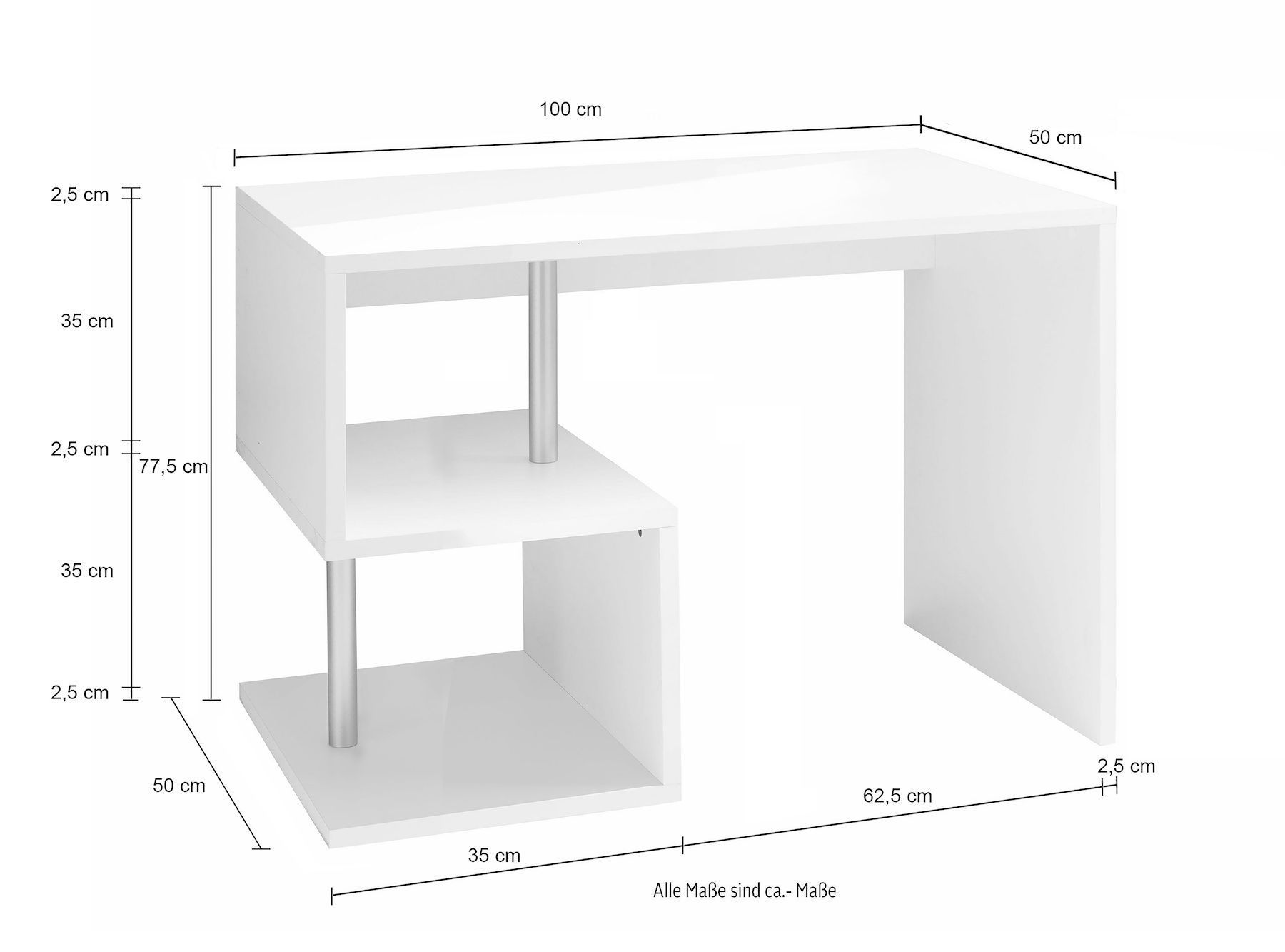 Scrivania porta PC con libreria integrata Lionel White