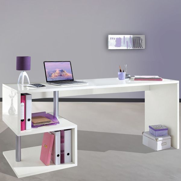 Scrivania porta PC con libreria integrata Lionel White