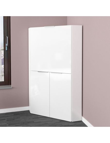 Scrivania angolare a scomparsa con libreria Geometry