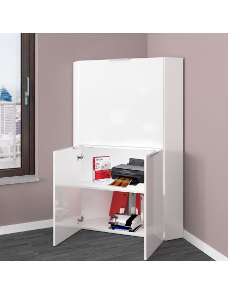 Scrivania angolare a scomparsa con libreria Geometry