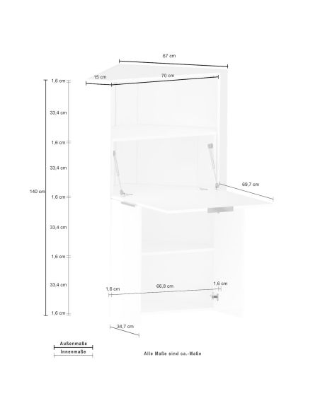 Scrivania angolare a scomparsa con libreria Geometry