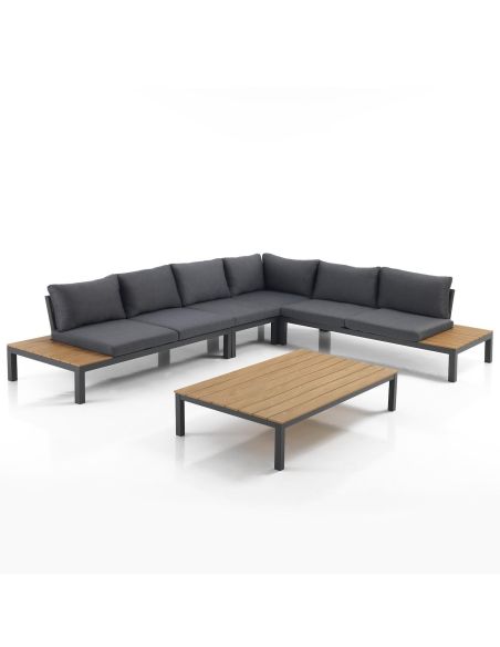 Salotto da giardino angolare con tavolino Jamal Grey