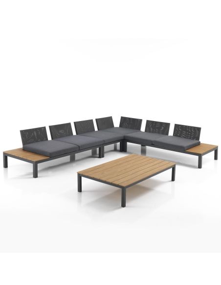 Salotto da giardino angolare con tavolino Jamal Grey