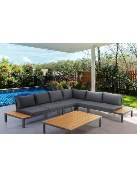 Salotto da giardino angolare con tavolino Jamal Grey