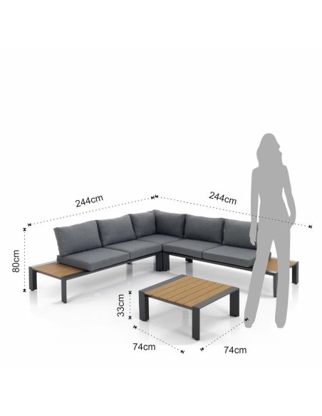 Salotto da giardino angolare con tavolino Manacor