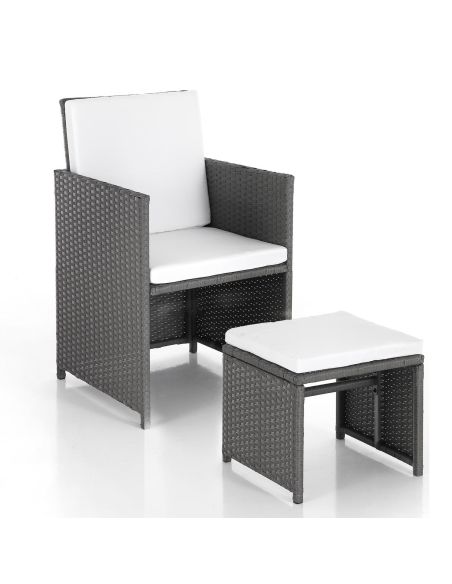 Salotto da giardino salvaspazio in acciaio e polyrattan Arizona Salotto da giardino salvaspazio in acciaio e polyrattan Arizona