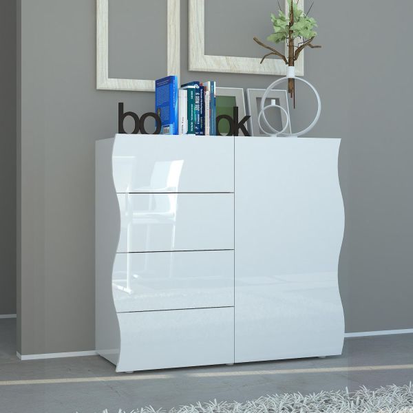 Credenza cucina in MDF laccato bianco lucido Surf