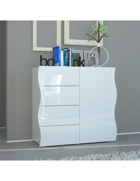 Credenza cucina in MDF laccato bianco lucido Surf Credenza cucina in MDF laccato bianco lucido Surf