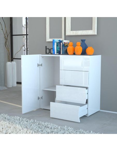 Credenza cucina in MDF laccato bianco lucido Surf Credenza cucina in MDF laccato bianco lucido Surf