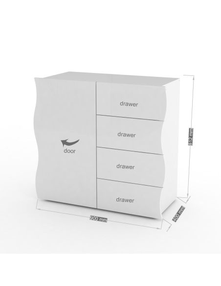 Credenza cucina in MDF laccato bianco lucido Surf Credenza cucina in MDF laccato bianco lucido Surf