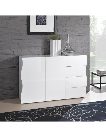 Credenza da cucina moderna in MDF bianco Surf B