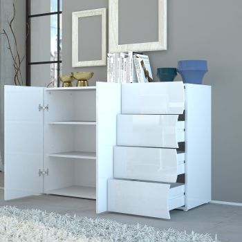 Credenza da cucina moderna in MDF bianco Surf B 2