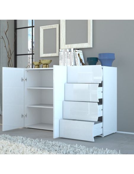 Credenza da cucina moderna in MDF bianco Surf B