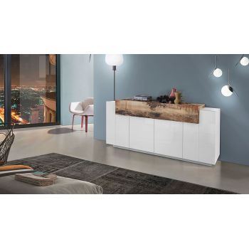 Credenza cucina design moderno in MDF bianco lucido Krisen Maple 2