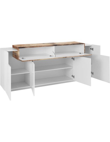 Credenza cucina design moderno in MDF bianco lucido Krisen Maple Credenza cucina design moderno in MDF bianco lucido Krisen Maple