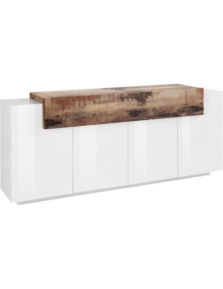 Credenza cucina design moderno in MDF bianco lucido Krisen Maple Credenza cucina design moderno in MDF bianco lucido Krisen Maple
