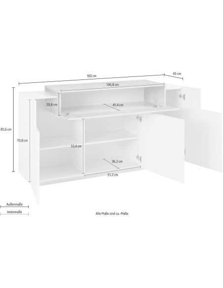 Credenza moderna per cucina o soggiorno Krisen 160 Report