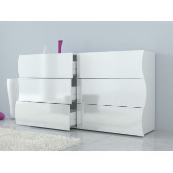 Credenza cucina con 6 cassetti bianco lucido Surf F 2